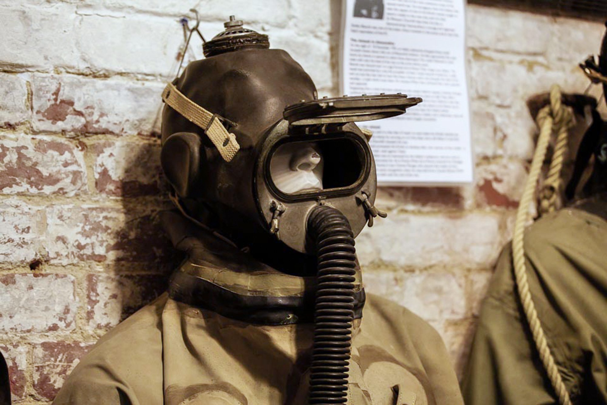 Mannequin in military-style diving mask