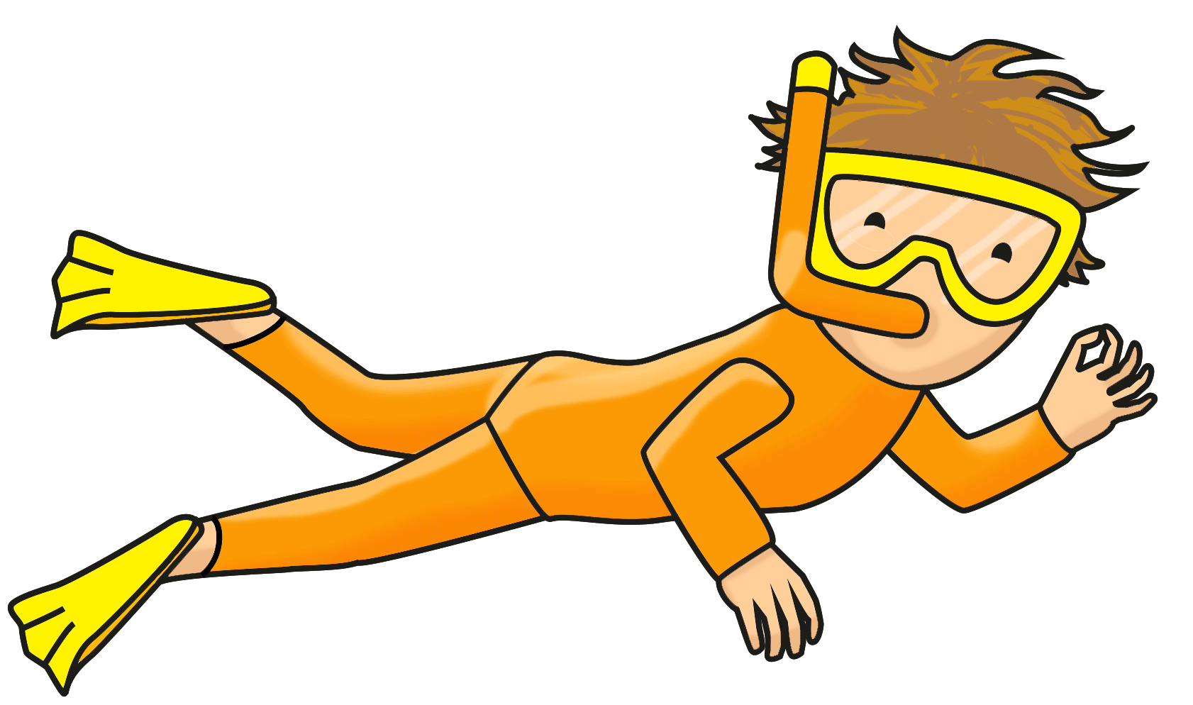 Cartoon illustration of a baby diver in a yellow wetsuit
