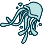 Cartoon illustration of an octopus