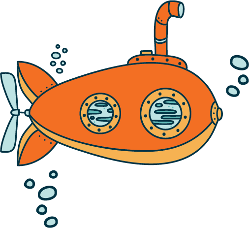 Cartoon illustration of a submarine