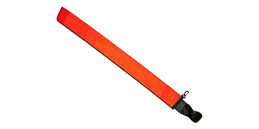 A long thin orange object with an open end