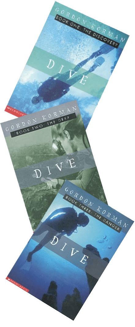 The Dive 3 Covers of three books in the Dive trilogy - each has an image of a diver underwater