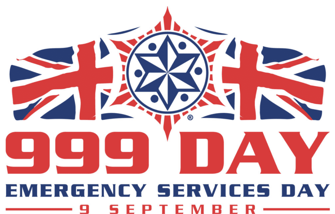 The logo of Emergency Services Day the star shaped logo, with the Union Jack on either side of the star formed into the shape of a crown.