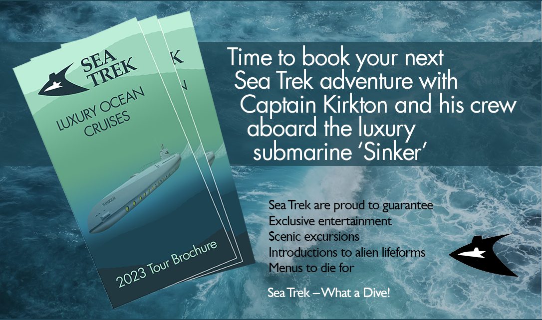 Fan of brochures advertising Luxury Ocean Cruises in a Sea Trek submarine